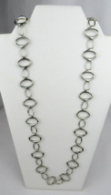 Silver Tone Ann Taylor Oval Open Link Chain Necklace 34&quot; VGUC - £9.61 GBP