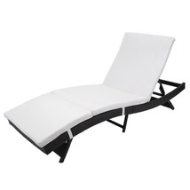 Wicker Chaise Adjustable Chaise Lounge Chair Recliner Black Embossing Fu... - £229.86 GBP