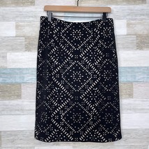 Chicos Geo Cutwork Pencil Skirt Black Beige Stretch Lined Womens 0.5 Small 6 - £23.34 GBP