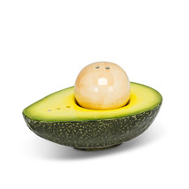 Avocado Salt & Pepper Shaker Set with Pit Ceramic 4" Long Realistic Mexican 