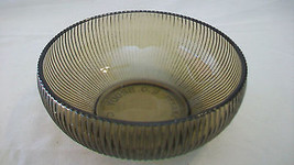 VINTAGE BROWN RIBBED GLASS BOWL FROM E. O. BRODY COMPANY - £31.60 GBP