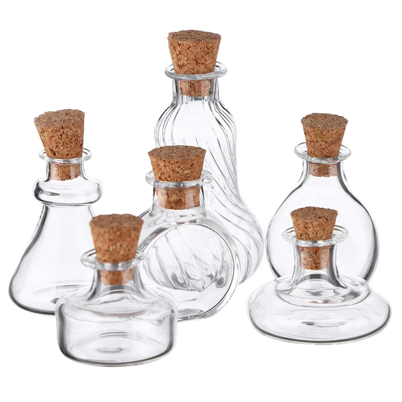 1:12 Dollhouse Miniature Vase Glass Bottle Wishing Storage with Cork Candy Jar - £4.59 GBP