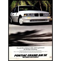 1986 Pontiac Grand AM SE 2 Door Coupe Vintage Print Ad Palm Trees Night ... - $10.97