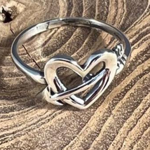 Sterling Silver Heart Arrow Stacker Layer Ring Size 9 - £31.05 GBP