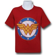 Wonder Woman Symbol &amp; Stars Kids T-Shirt Red - £11.96 GBP