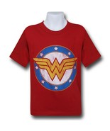 Wonder Woman Symbol &amp; Stars Kids T-Shirt Red - £11.76 GBP