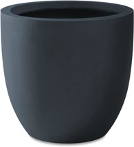Kante 13.3&quot; D Round Charcoal Concrete Modern Planters Outdoor Indoor, C60121). - £61.70 GBP