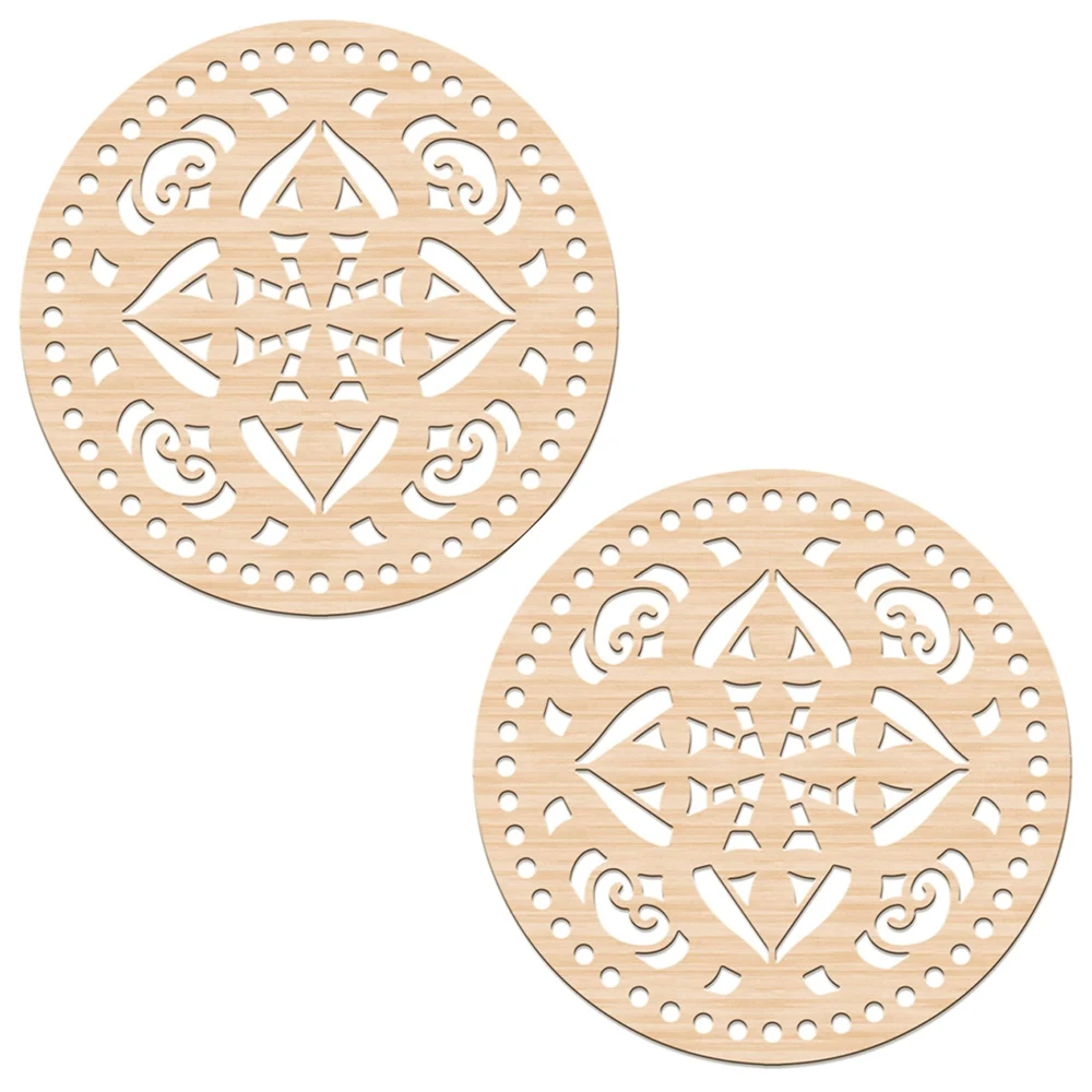 2Pcs DIY Natural Wooden Basket Bottoms Hollow Crochet Wood Base for -No11 - $8.14
