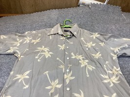 Riscatto Mens Shirt 100% Tencel Palm trees Hawaiian Short Sleeve Button Up - $13.85