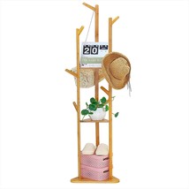 Wisfor Coat Rack Tree Freestanding Stand Bamboo Clothes Stand Coat Rack Shelf - £51.95 GBP