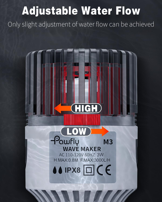 Pawfly 3 W Aquarium Wave Maker 800 GPH Submersible Adjustable Circulation Pump f Item image 2