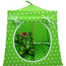 Bright Green Toy Tent, 2 Sleeping Bags, Polka Dot Print for Doll, Stuffed Animal - £19.94 GBP