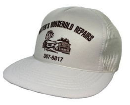 VINTAGE Hatter&#39;s Household Repairs Hat Cap White Mesh Back Snapback Trucker Hat - £15.91 GBP