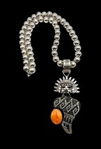 Richard Singer Navajo Sterling Silver Navajo Pearl Spiny Oyster Kachina Necklace - £690.16 GBP