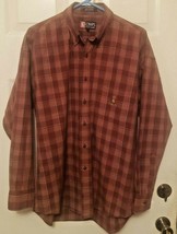 Men’s Ralph Lauren Chaps Red Plaid Long Sleeve Shirt Size Large Pocket C... - £11.46 GBP