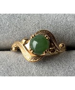Sterling silver 6.5mm jade bead ring gold plated - $19.82 CAD