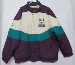 Vtg ANAHEIM MIGHTY DUCKS 90s APEX ONE WAVE NHL HOCKEY JACKET ADULT XL RARE - £124.13 GBP