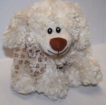 Kellytoy Puppy Dog 9&quot; Brown Nose Beige Plush Paw Bow Floppy Legs Soft Stuffed - £9.88 GBP
