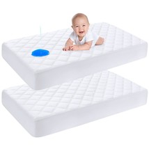 2 Pack Crib Mattress Protector, Quilted Fitted Crib Mattress Pad, Ultra Soft Bre - £31.45 GBP