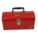Vintage Red Metal Hip Roof Tool Box Rusty Classic 15&quot; x 8&quot; - $904.23 MXN