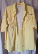 Men's Columbia Button-Up Shirt Short Sleeve Performance Fishing Gear Yellow - $15.99