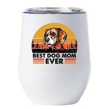 Best Beagle Dog Mom Ever Wine Tumbler 12oz Dogs Pet Lover White Cup Gift For Her - £17.86 GBP