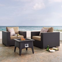 Convene 3 Piece Set Outdoor Patio with Fire Pit Espresso Mocha EEI-3727-EXP-MOC- - £1,289.05 GBP