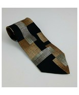 Arrow Black Tie With Silver &amp; Light Brown Squares &amp; Rectangle Designs - $236.83 MXN