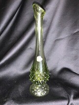 Vintage Fenton Art Glass Green Hobnail Bud Vase - $22.00