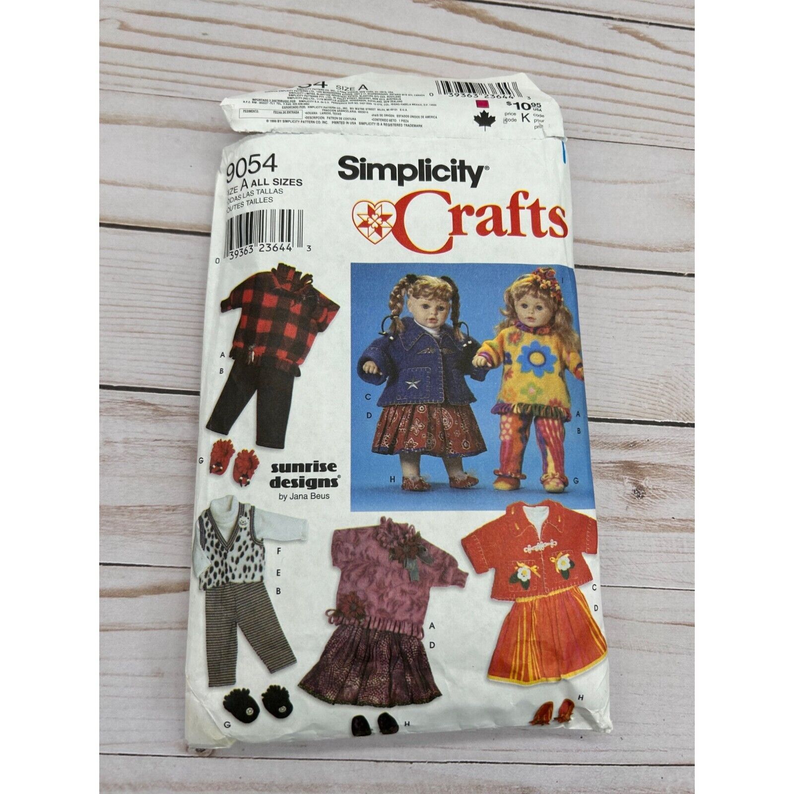 Simplicity Crafts 9054 Doll Clothes Pattern 1999 Uncut 20" 22" 23" Dolls - $8.59