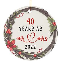 40 Years As Mr and Mrs Ornament 2022-40th Anniversary Circle Ornaments Gift Deco - £11.86 GBP
