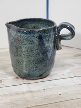 Handmade Pottery Mug Cup Pitcher Spout Creamer Blue Green Signed Gavin H... - $24.99