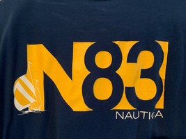 Vintage NAUTICA N83 Sailboat Logo Adult Size S Blue Double-Sided Short Sleeve Te - £4.71 GBP
