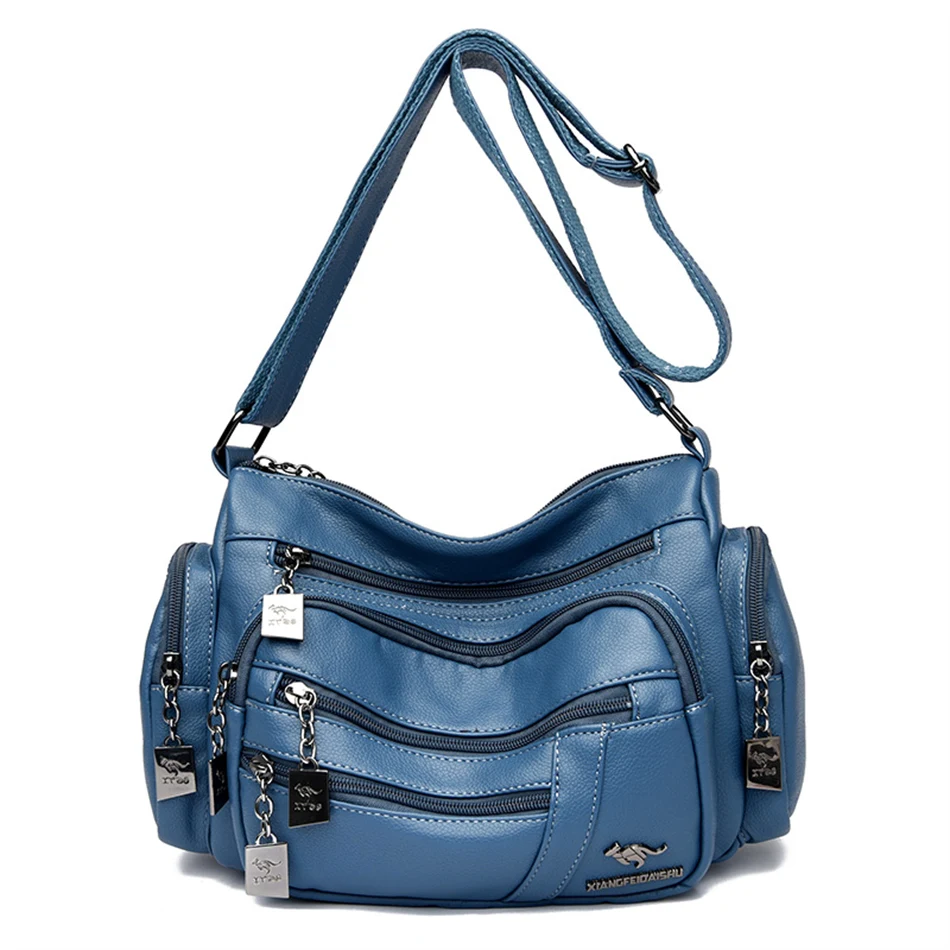 Many Pockets Women Leather Top-handle Bag  Shoulder Messenger Shopper Bags Brand - £27.54 GBP