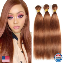 30 Brown Bundles Human Hair Straight Bundles 22 24 26 Inch Light Brown S... - $71.50
