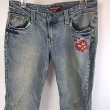 Vintage US Polo ASSN Embroidered Bootcut Blue Jeans SZ 11 Y2K Floral But... - £23.31 GBP