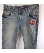 Vintage US Polo ASSN Embroidered Bootcut Blue Jeans SZ 11 Y2K Floral But... - £23.30 GBP