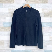 Mariele Waithe Cashmere Zip Sweater Jacket Black Plush Multi-Ply Womens ... - $138.59