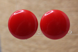 Vintage Earrings Round Red Button Screw On Backs Polka Dots Plastic - £3.07 GBP