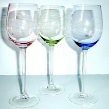 Lenox Tuscany Seasons Pastel 3 PC Crystal Water Wine Goblets Green Pink ... - $31.58