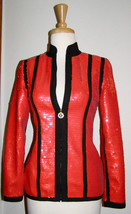 Vintage 1991 Chanel Red Sequined SCUBA-STYLED Jacket + Ribbon Trim - New w/TAGS - £2,387.90 GBP