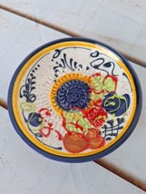 Ceramic Garlic Grater Dish/Plate  5&quot; Hand Painted Multi-colored Made In ... - $11.57