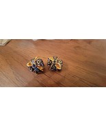 Joan Rivers Black/Blue Enamel with Green Crystal Earrings in a Ribbon De... - $46.75