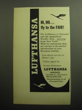 1958 Lufthansa Airlines Ad - Hi, Ho.. fly to the fair - £14.74 GBP