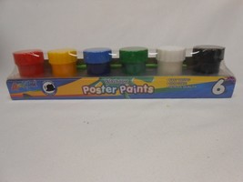 New 6 Pack Washable Poster Paints w/ brush by liquimark non-toxic all cr... - $8.90