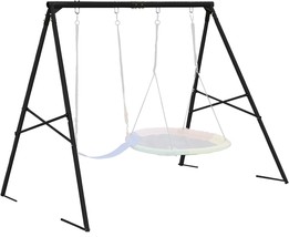 Swing Stand Metal Frame For Backyard, Heavy Duty Full Steel A-Frame With, Black - £119.71 GBP