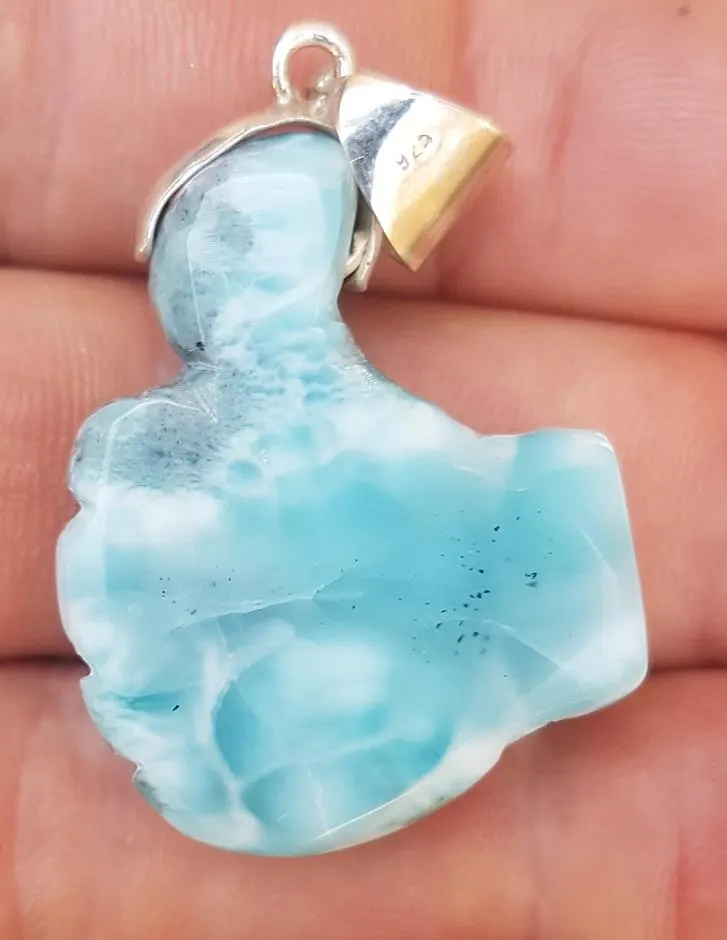 BLUE larimar handcarved Ok HAND 925 sterling silver Gemstone pendant (jo... - €35,49 EUR BLUE larimar handcarved Ok HAND 925 sterling silver Gemstone pendant (jo... - €35,49 EUR