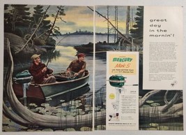 1954 Print Ad Mercury Mark 5 Outboard Motors Men Fishing in Boat by Bill... - $26.98