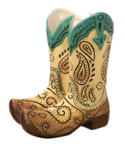 Pioneer Woman Cowboy Boot Planter Ceramic Rustic Country Western Brown T... - £33.00 GBP