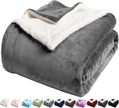 Lbro2M Sherpa Fleece Bed Blanket King Size Super Soft Fuzzy Plush Warm, Grey - £61.32 GBP